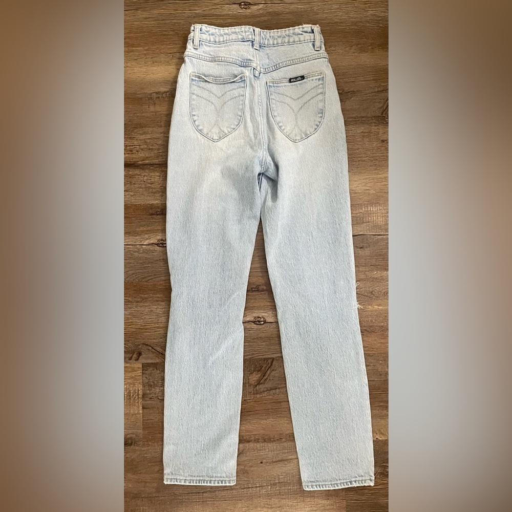 Rolla’s Jeans Women’s US 25 Dusters High Rise Slim Distressed Denim Blue Ripped - Picture 3 of 11